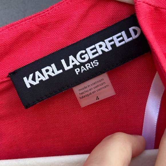Karl Lagerfeld Linen Blend Faux Wrap Dress, size 4 - Picture 10 of 11